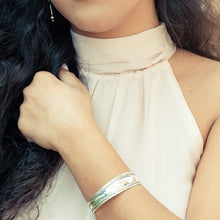 Load image into Gallery viewer, Wide sterling silver plain bangle with rope pattern edging.