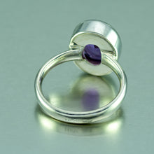Load image into Gallery viewer, High quality oval amethyst sterling silver ring.