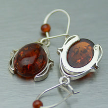 Load image into Gallery viewer, Amber, silver wire wrapped earrings