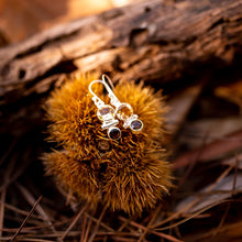 Load image into Gallery viewer, Citrine and smokey quartz small hinged earrings