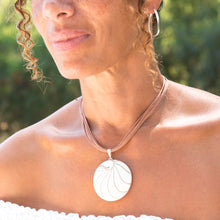 Load image into Gallery viewer, Large, round cream shell pendant - Gemstonz Silver
