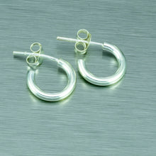 Load image into Gallery viewer, Tiny silver hoops