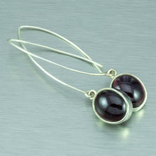 Load image into Gallery viewer, Long Garnet Sterling Silver Earrings