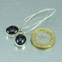 Load image into Gallery viewer, Long Garnet Sterling Silver Earrings