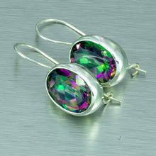 Load image into Gallery viewer, Large oval mystic topaz silver earrings