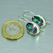 Load image into Gallery viewer, Large oval mystic topaz silver earrings