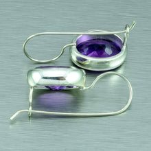 Load image into Gallery viewer, Amethyst faceted large sterling silver hook-in earrings