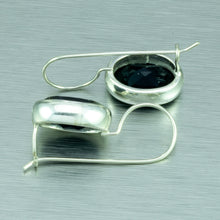 Load image into Gallery viewer, Large faceted onyx silver earrings