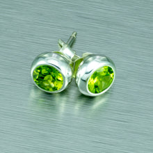 Load image into Gallery viewer, Peridot, silver stud earrings