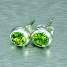 Load image into Gallery viewer, Peridot, silver stud earrings