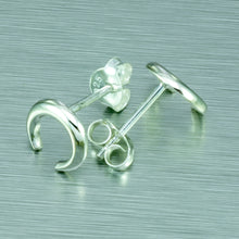 Load image into Gallery viewer, Crescent moon tiny silver studs