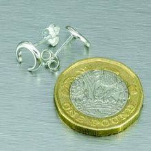 Load image into Gallery viewer, Crescent moon tiny silver studs