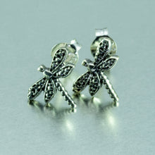 Load image into Gallery viewer, Tiny Dragonfly Stud Earrings. 925 Sterling Silver