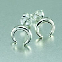 Load image into Gallery viewer, Crescent moon tiny silver studs