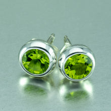 Load image into Gallery viewer, Peridot, silver stud earrings