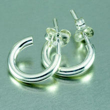 Load image into Gallery viewer, Tiny silver hoops