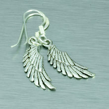 Load image into Gallery viewer, Small silver angel wing earrings