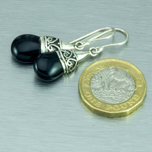 Load image into Gallery viewer, Onyx (ethnic) pebble sterling silver earrings