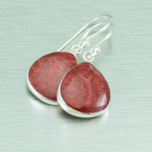 Load image into Gallery viewer, Coral and sterling silver earrings.