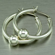 Load image into Gallery viewer, Integrated ball round hoop sterling silver earrings.