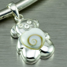 Load image into Gallery viewer, Shiva Eye Shell Teddy Bear Pendant. 92.5% Sterling Silver