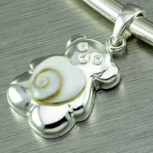 Load image into Gallery viewer, Shiva Eye Shell Teddy Bear Pendant. 92.5% Sterling Silver