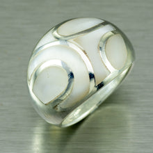 Load image into Gallery viewer, Mother-of-Pearl Inlay Sterling Silver Ring