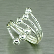Load image into Gallery viewer, Six delicate silver balls on sterling silver ring
