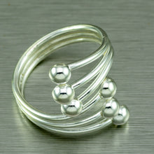Load image into Gallery viewer, Six delicate silver balls on sterling silver ring