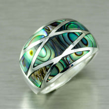 Load image into Gallery viewer, Smooth abalone inlay sterling silver ring