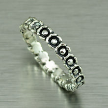 Load image into Gallery viewer, Sterling silver eternity ring of tiny flowers