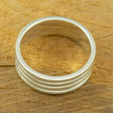 Load image into Gallery viewer, Men's four banded silver ring