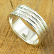 Load image into Gallery viewer, Men's four banded silver ring