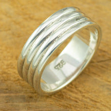 Load image into Gallery viewer, Men's four banded silver ring