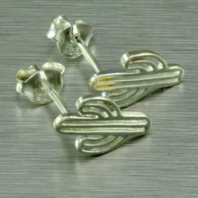Load image into Gallery viewer, Small sterling silver cacti studs.