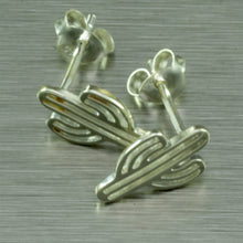 Load image into Gallery viewer, Small sterling silver cacti studs.