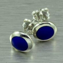 Load image into Gallery viewer, lapiz lazuli  shell silver stud earrings