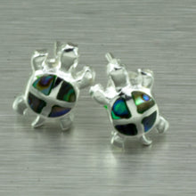 Load image into Gallery viewer, Abalone shell turtle silver earrings