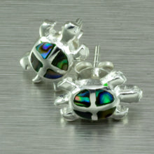 Load image into Gallery viewer, Abalone shell turtle silver earrings