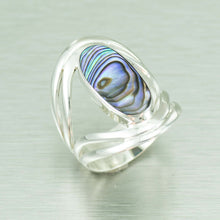 Load image into Gallery viewer, Abalone Sterling Silver Ring.