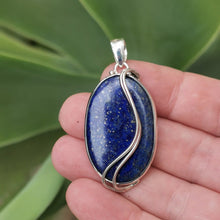 Load image into Gallery viewer, Lapis Lazuli Oval Wirewrap Pendant, 925 Sterling Silver.