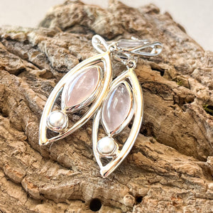 Natural Rose Quartz Earrings Lot – 5 Pairs, 925 Sterling Silver Overlay, Dangle Style WHE-9