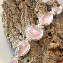 Load image into Gallery viewer, Large Multistone Rose Quartz Bracelet, 925 Sterling Silver