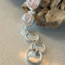 Load image into Gallery viewer, Large Multistone Rose Quartz Bracelet, 925 Sterling Silver