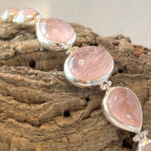 Load image into Gallery viewer, Large Multistone Rose Quartz Bracelet, 925 Sterling Silver