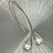 Load image into Gallery viewer, Long Pearl Earrings, 925 Sterling Silver