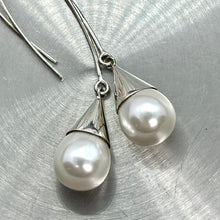 Load image into Gallery viewer, Long Pearl Earrings, 925 Sterling Silver