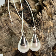 Load image into Gallery viewer, Long Pearl Earrings, 925 Sterling Silver