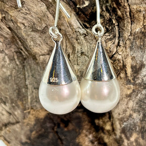 Long Pearl Earrings, 925 Sterling Silver