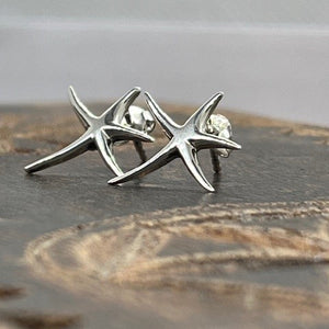 Starfish Stud Earrings, 925 Sterling Silver